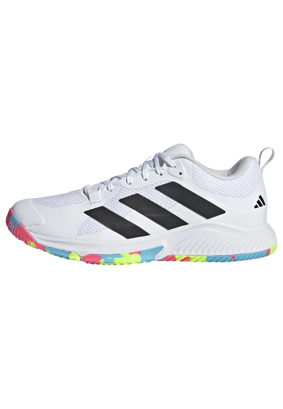 adidas Women's Court Team Bounce 2.0 Shoes, Cloud White/Core Black/Lucid Lemon, 11 UK
