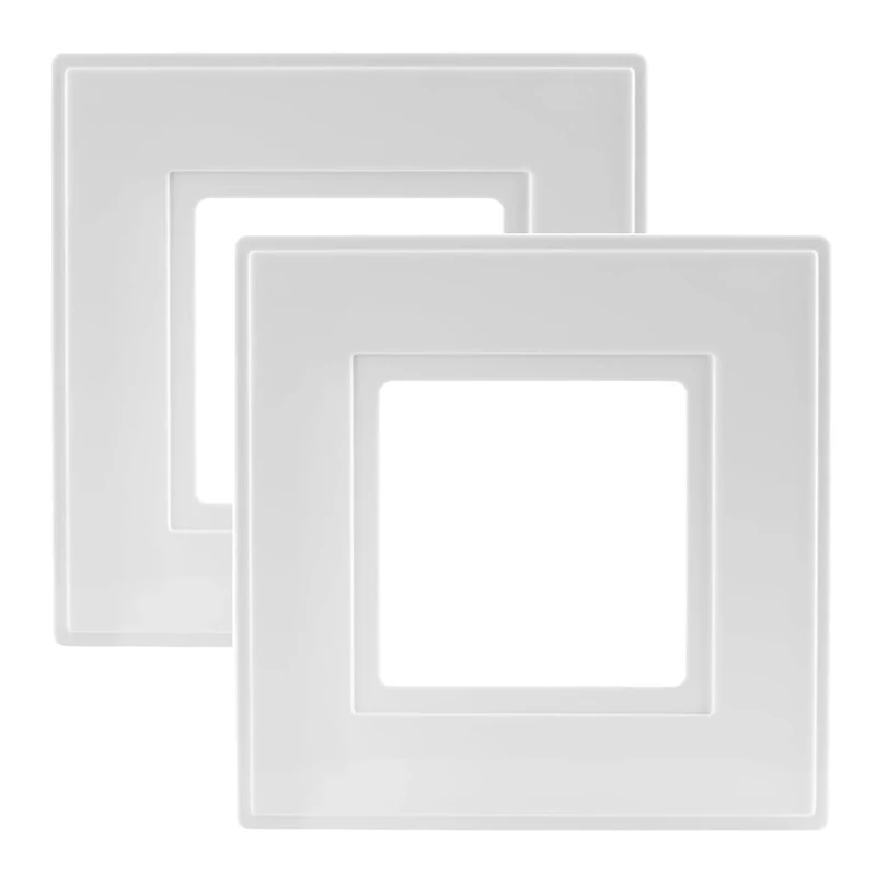 rhinocables - Finger Plate Surround | Protects Walls from Marks | Fits Single Light Switch or Socket | White Plastic, Single, Finger Plate White, Plastic (2 Pack)