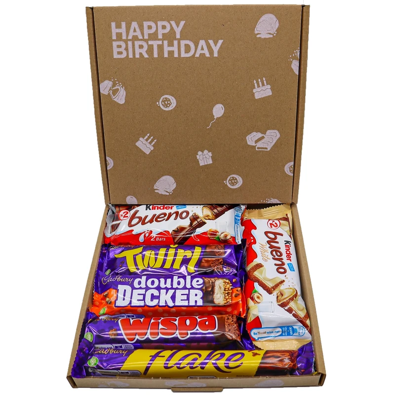 Happy Birthday Celebrations Chocolate Gift Box, Birthday Sweet Treats for Kinds and Adults, Big Size Bars in Letterbox Friendly Packaging, All Birthdays, 12th, 18th, 21st