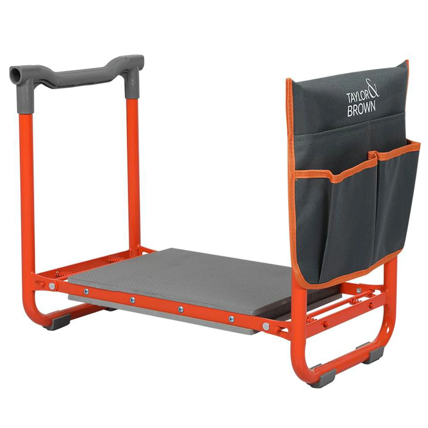 Taylor & Brown Foldable Garden Kneeler Seat Heavy Duty [Upgraded Widened Thick Kneeling Pad] Durable Garden Stool with Large Tool Pouch/Bag - Portable Bench Gardening Gifts for Parents (Orange)