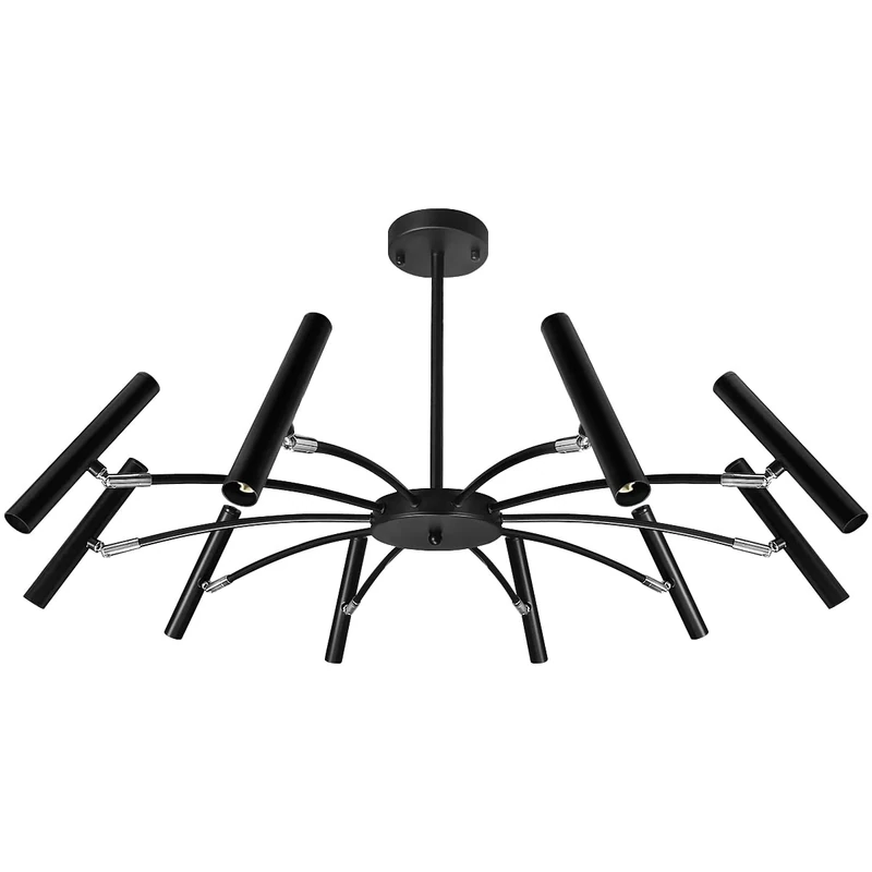 10 Lamp Sputnik Ceiling Cluster Pendant Light Black Multi Light Pendant Adjustable Beam Angle K405 Includes G9 5w LED Warm - Image 1