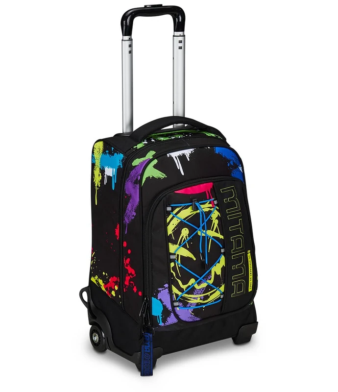 Mitama Trolley DR School Fluo Tag, with Mega Compartment and Double Handle, Black, Elementary School and Leisure, Child Boy, Black, Taglia Unica, School Trolley