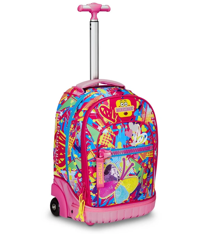 Mitama Trolley Run School Butterfly, Double Compartment, Pink, Elementary School and Leisure, Girl, Pink, Taglia Unica, School Trolley