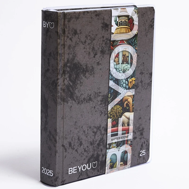 Giochi Preziosi Be You Matter – Be You School Diary 24/25 Dated 12 Months Grey Colour Easy Size 12.5 x 16.5 cm Stone Pattern with Sticker and Bookmark - Image 1