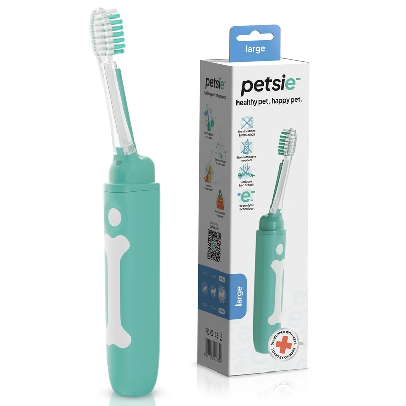 petsie Dog Toothbrush, Small | Innovative Eletrolytic Technology | Improves Oral Health & Bad Breath | No Vibrations & Silent Teeth Cleaning Brush | No Toothpaste Needed | Dog Teeth Cleaning Kit - Image 1