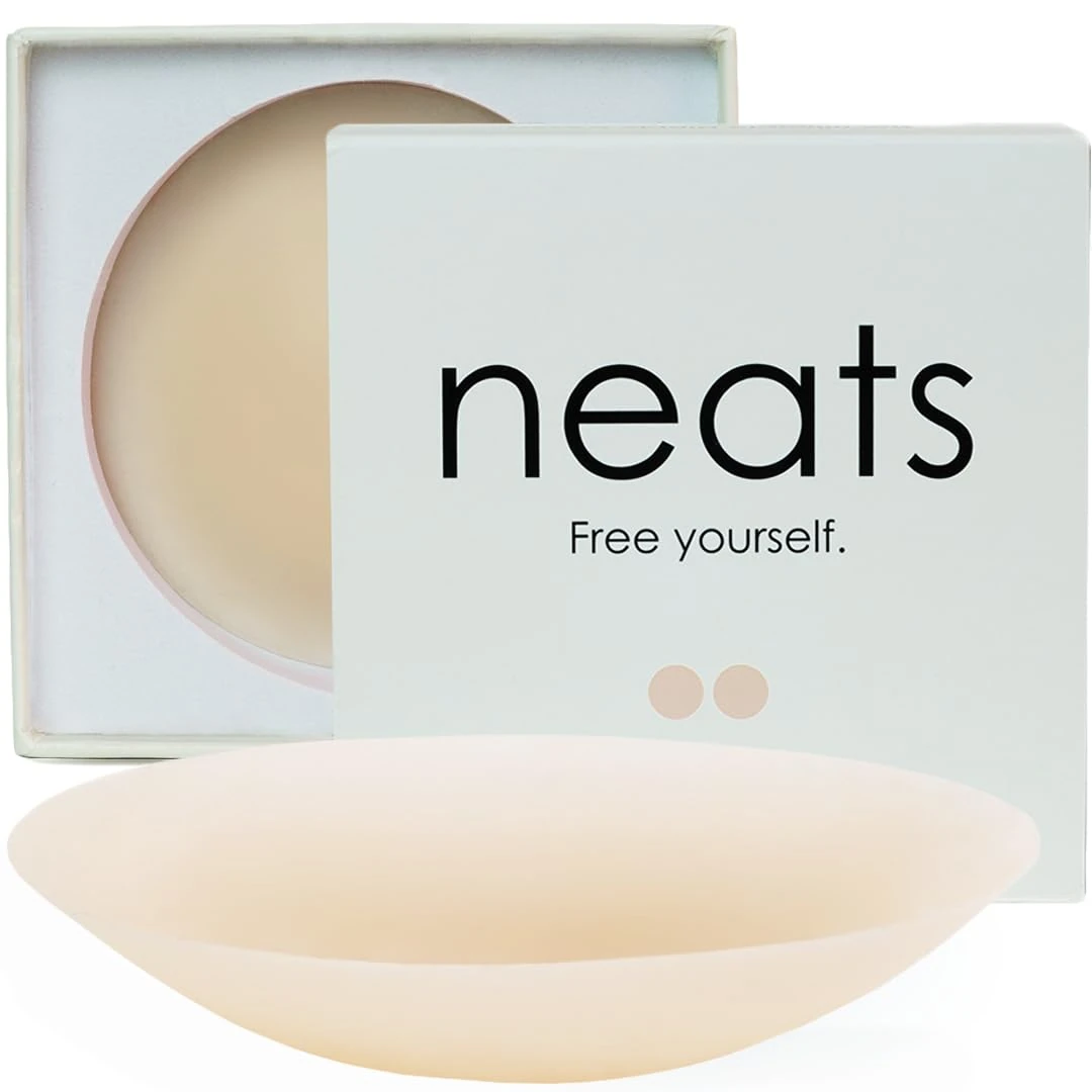 NEATS Nipple Covers for Women, Reusable & Hypoallergenic Silicone Pasties, Adhesive Breast Petals (Pearl, 8cm)