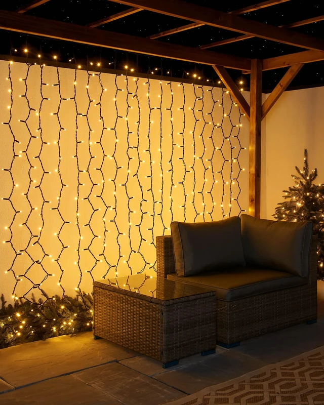WeRChristmas PRO Series LED Curtain Lights, Black Cable, 2.5 m Drop, Warm White, 2 m