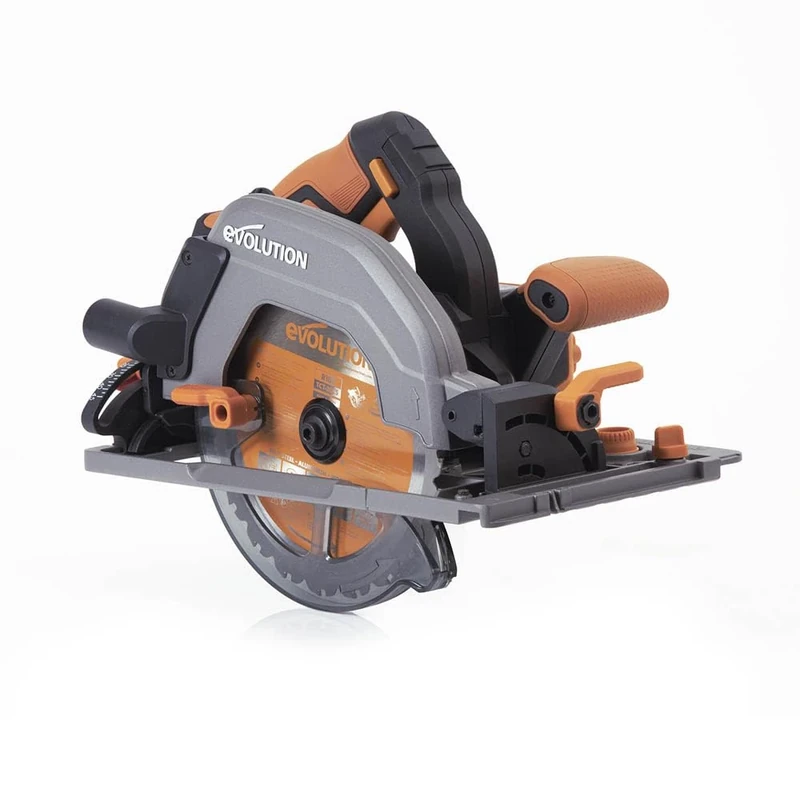 Evolution Power Tools R185CCSX-Li Circular Saw Cordless Track Compatible Brushless 18v Li-Ion EXT Includes TCT Multi-Material Blade, Cuts Wood, Metal, Plastic & More, Battery Not Included, 185mm