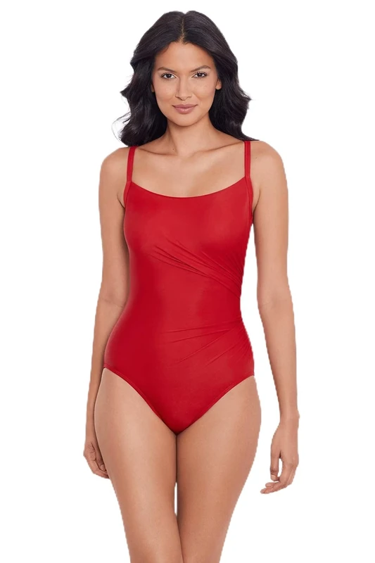Miraclesuit Women's Swimwear Rock Solid Starr One Piece Swimsuit, Cayenne, 8
