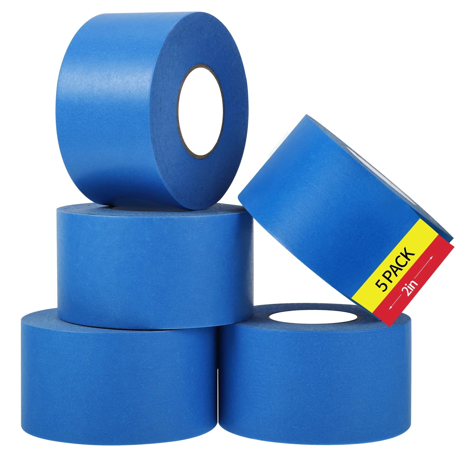 Fyguard 5 Rolls Painters Tape, 50m x 48mm Masking Tape for Painting Blue Decorators Tape Heat Resistant UV Resistant for Renovations Crafts Edge Treatment