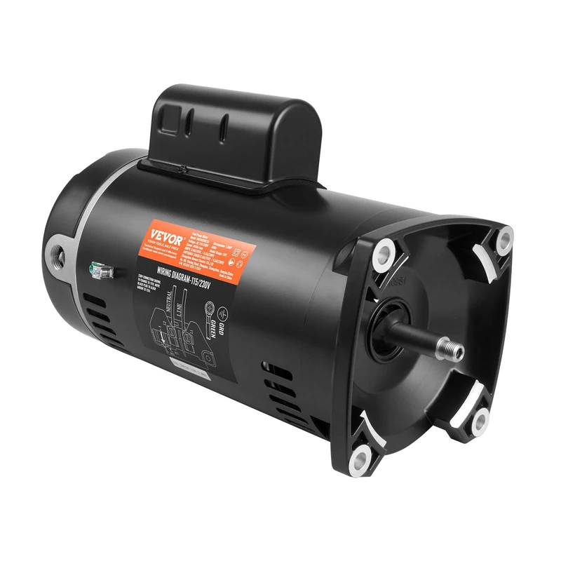 VEVOR Pool Pump Motor 1 HP 56Y Current 9.0 A (115 V) / 4.5 A (230 V) 3450 RPM Working Factor 1.25 Capacitor 90 μF/250 V Replacement Square Flange Rotary Motor CCW