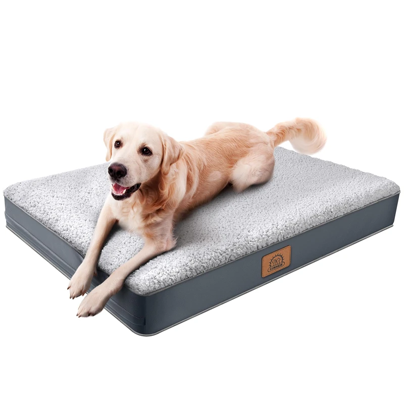 Sunheir Extra Large Orthopedic Dog Bed, Jumbo Waterproof Pet Bed Mat, Grey