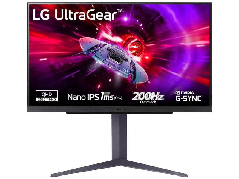 LG 27GS85Q UltraGear Gaming Monitor 27" QHD NanoIPS HDR 400, 2560x1440, 1ms (GtG), G-Sync Compatible, AMD FreeSync Premium 180Hz, HDMI 2.0 (HDCP 2.2), Display Port 1.4, AUX, Flicker Safe, Black