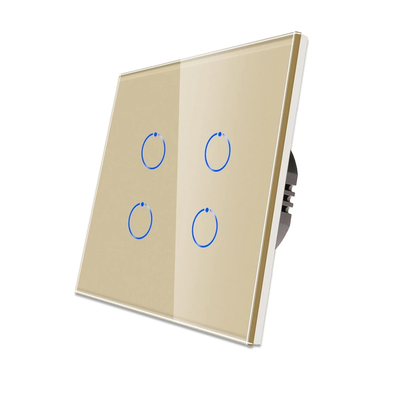 CNBINGO Touch Light Switch - Glass, LED Backlight, No Neutral, 4-Gang