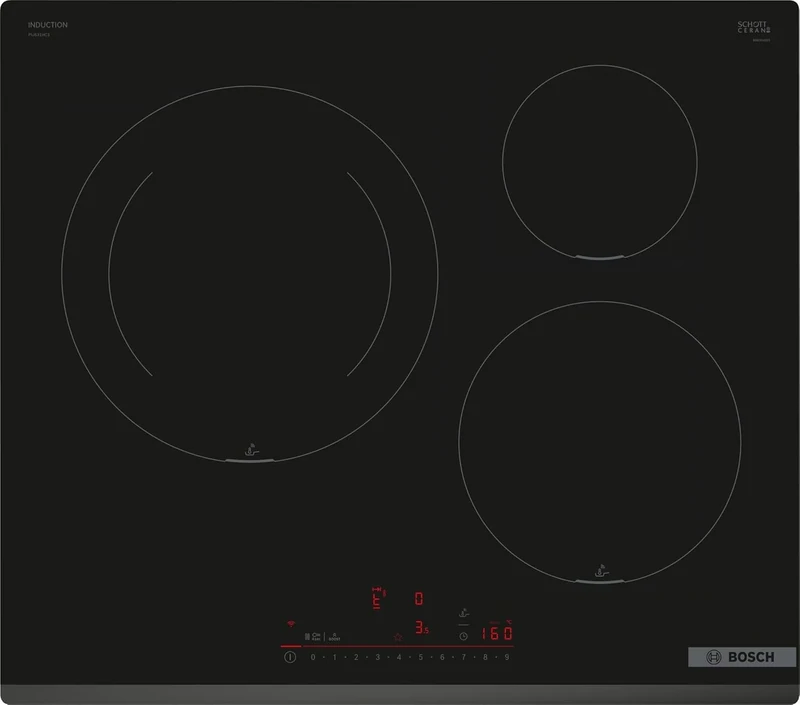 Bosch PIJ631HC1E 60cm Series 6 3 Zone Induction Hob Electronics DirectSelect PerfectFry Plus Intelligent Black