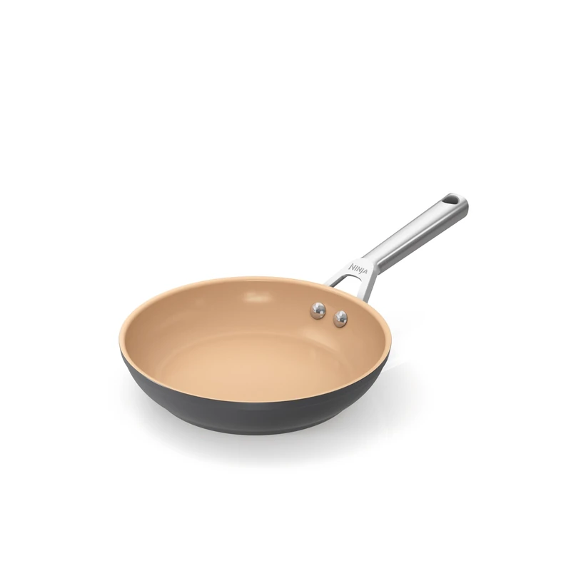 Ninja Extended Life 20 cm Ceramic Frying Pan, Non-Stick Coating (No PFAs, PFOAs, Lead or Cadmium), Suitable for Induction, Stainless Steel Handle, Oven Safe up to 285 °C, Terracotta & Grey, CW90020DE