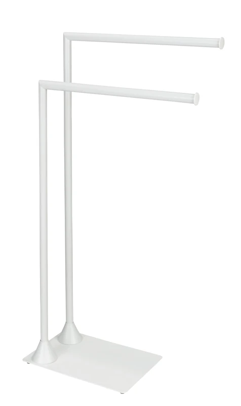 WENKO Hella Freestanding Towel Rail 2 Arms Bathroom Living Room Clothes Rack Painted Steel Matt White