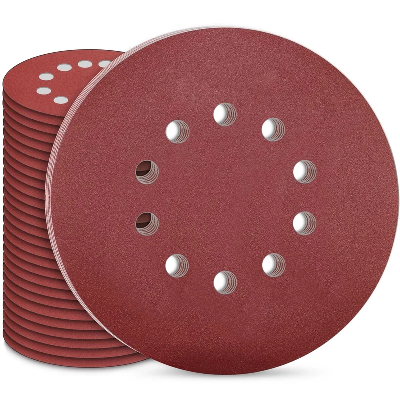 STEBRUAM 225mm Sanding Discs 30Pcs 10 Hole Hook & Loop Sanding Pads, Grit 240 for Drywall & Orbital Sanders