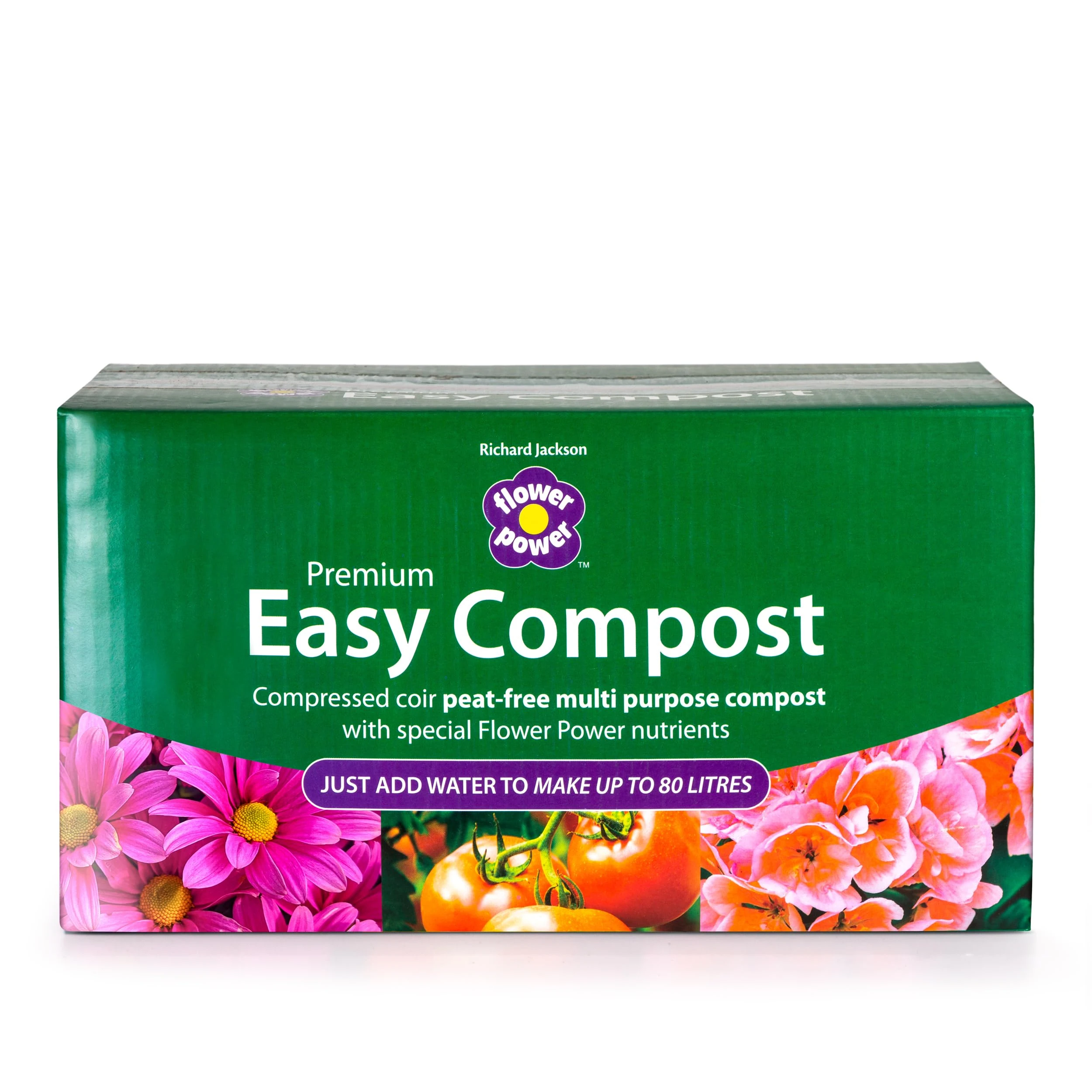 Richard Jackson Flower Power Premium Easy Compost Blocks, 8 Pack of 10L Blocks, Makes Up to 80L, Enriched with Long Lasting Fertiliser