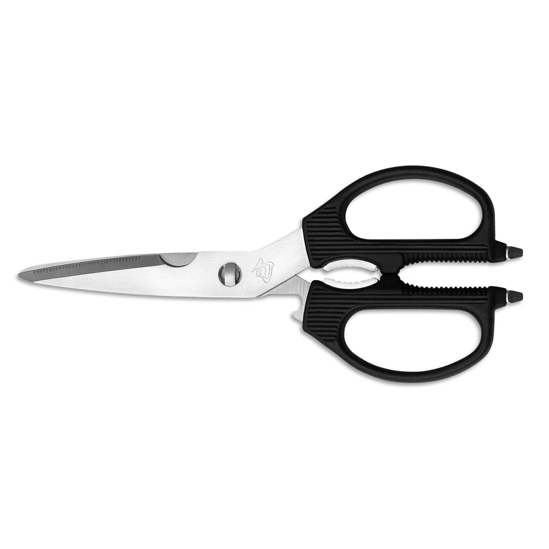 KAI Shun Multi-Purpose Scissors - Ergonomic Handle - Bone Notch, Nutcracker, Bottle Opener & Cap Lifter - disassemblable for Easy Cleaning - Kitchen Scissors