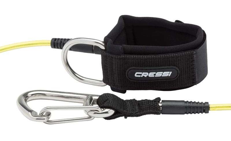 Cressi Freediving Lanyard W/Qr Carabineer - Lanyard designed to be used as a guide during Freediving, Black/Transparent/Silver, One Size, Unisex
