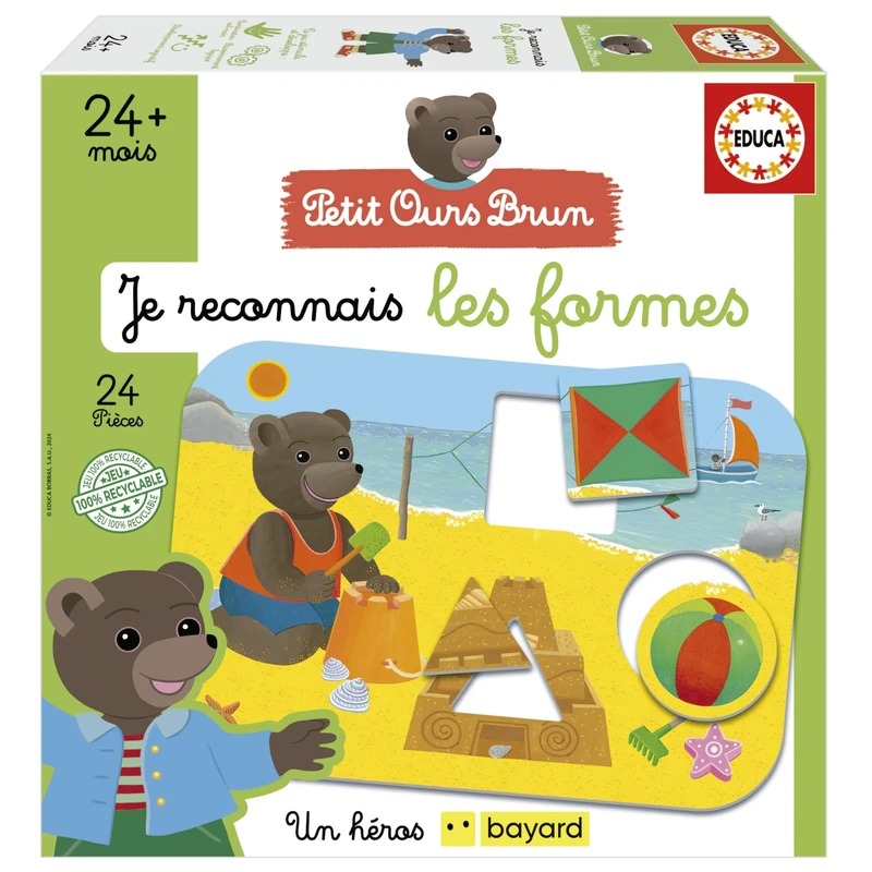 Educa - Game to learn the shapes | The little brown bear. Scenes of daily life where the child can recognise geometric shapes (19876)