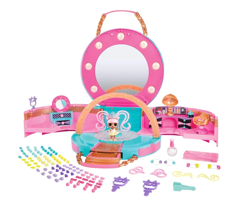 L.O.L. Surprise! Hair Beads Salon Playset - Comes with 1 Doll and 100 Beads, Also Includes Hair Ties, Mirror, and More Surprises, Present for Kids Ages 4+