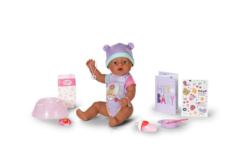 BABY born Eva 43cm, Baby Doll with 10 lifelike functions and accessories- Suitable for Children Aged 3+
