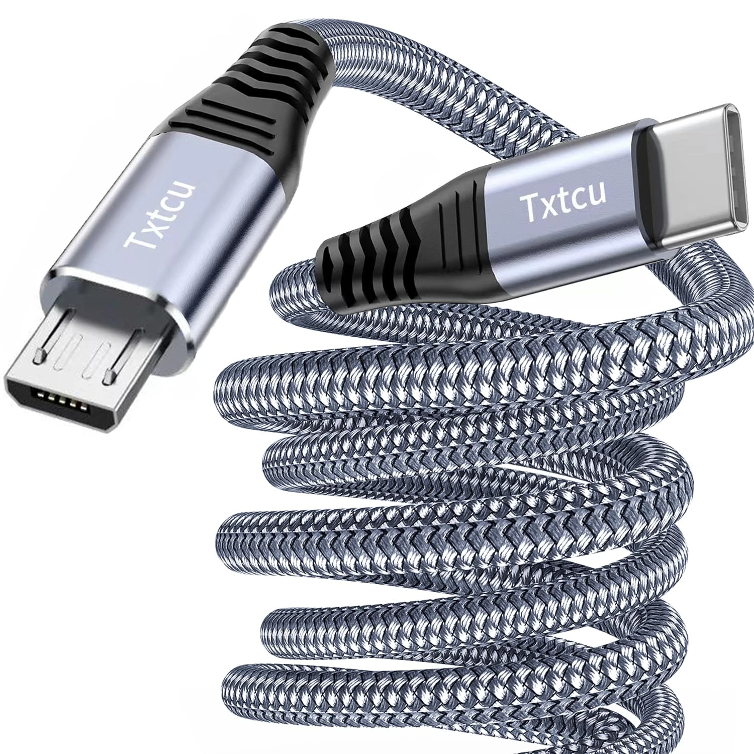 Txtcu USB C to Micro USB Cable 4m, Nylon Braided USB C to Micro Charger Cable for Android Sync, Compatible with Samsung Galaxy S7/S5/J3/J5/J7, Huawei, HTC, LG