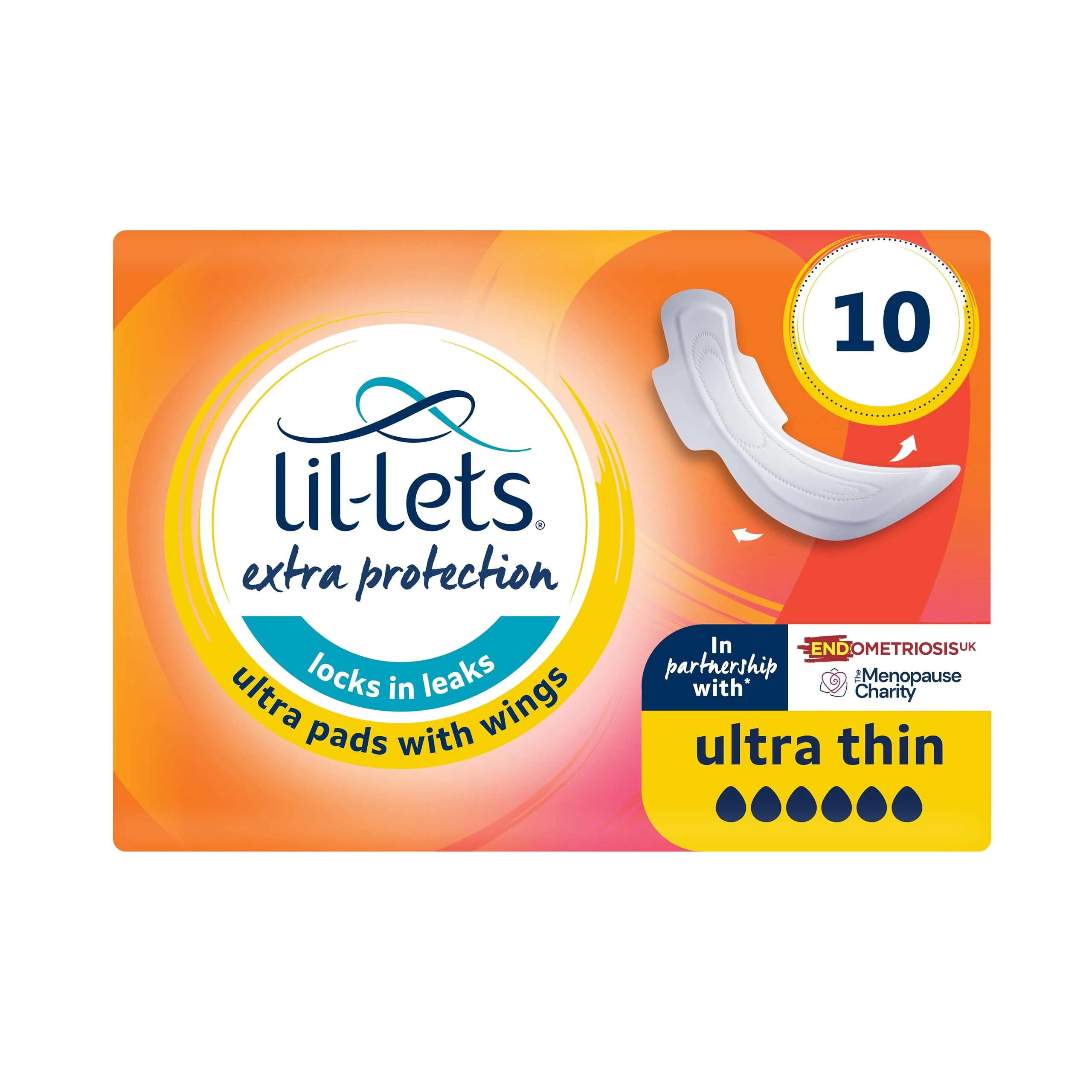 Lil-Lets Extra Protection Ultra Pads X 10 (1 Pack), with Wings, for Extremely Heavy Flow Periods and Perimenopause