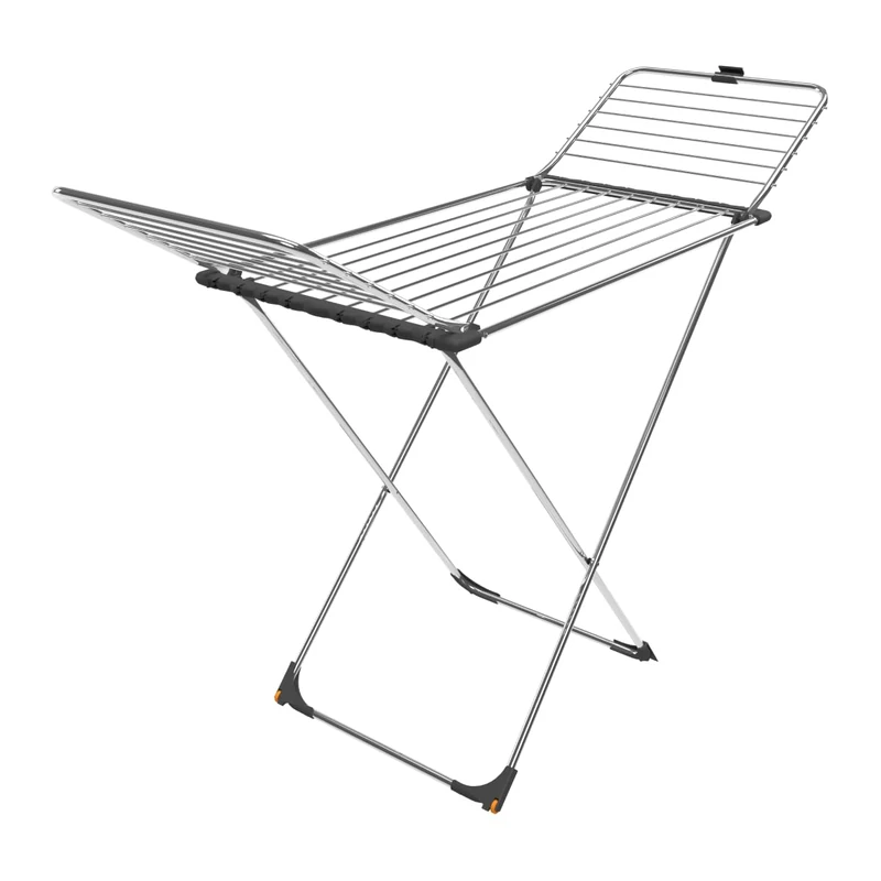 Vileda Max | Stainless Steel Clothes Airer | Coarse Wires Anti-Kink | Aluminium Grid | Indoor and Outdoor | Foldable, Grey, Medio