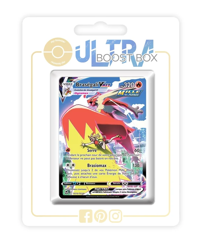 Braségali VMAX (Blaziken VMAX) TG15/TG30 Rapid Strike Shiny Pokémon Gallery - Ultraboost X Epée et Bouclier 12 Tempête Argentée - Box of 10 Pokemon French Cards
