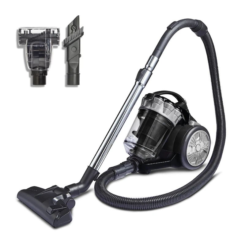 Tower T102000PLPET Multi-Cyclonic Bagless Cylinder Vacuum Cleaner with Pet Tool, HEPA filter, 2-in-1 Crevice Nozzle, 2L Capacity, 700W, Silver