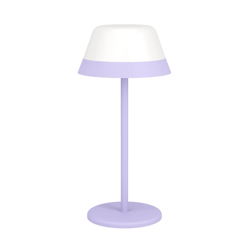 Eglo LED Outdoor Table lamp Meggiano, dimmable Camping lamp, Cordless Outside Garden Light with Hanging lampshade, USB, Plastic in White and Purple, Warm White, RGB, IP54