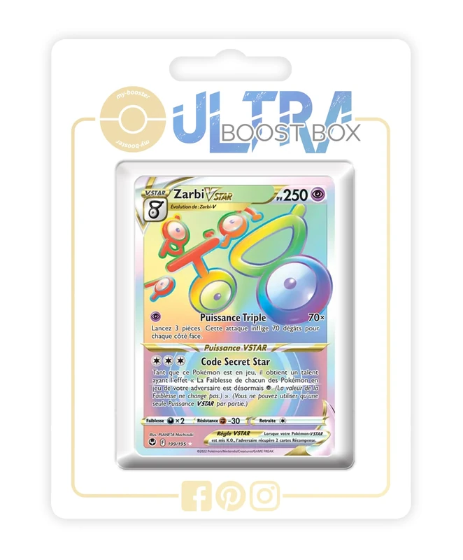 Zarbi VSTAR (Unown VSTAR) 199/195 Shiny Rainbow - Ultraboost X Epée et Bouclier 12 Tempête Argentée - Box of 10 Pokemon French Cards
