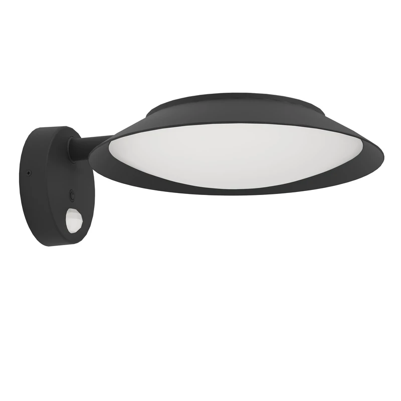 Eglo LED Solar Wall lamp Cerrisi, Outdoor Wall Light with Motion Detector, Porch Lighting Made of Black Plastic, IP44