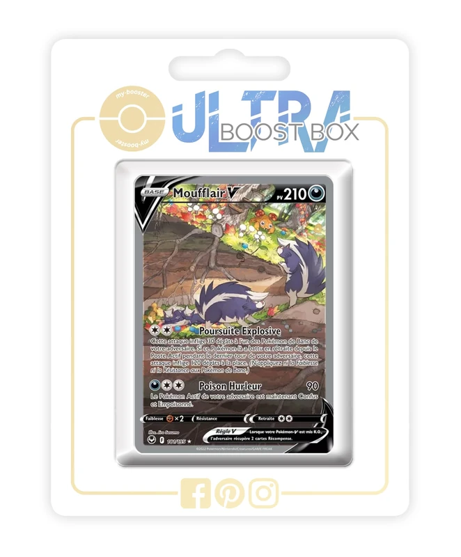 Moufflair V (Skuntank V) 181/195 Alternative Pokémon Gallery - Ultraboost X Epée et Bouclier 12 Tempête Argentée - Box of 10 Pokemon French Cards