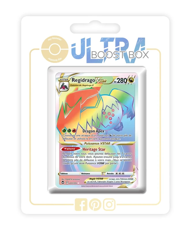 Regidrago VSTAR 201/195 Shiny Rainbow - Ultraboost X Epée et Bouclier 12 Tempête Argentée - Box of 10 Pokemon French Cards