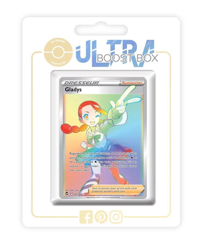 Gladys (Candice) 204/195 Shiny Rainbow Trainer - Ultraboost X Epée et Bouclier 12 Tempête Argentée - Box of 10 Pokemon French Cards