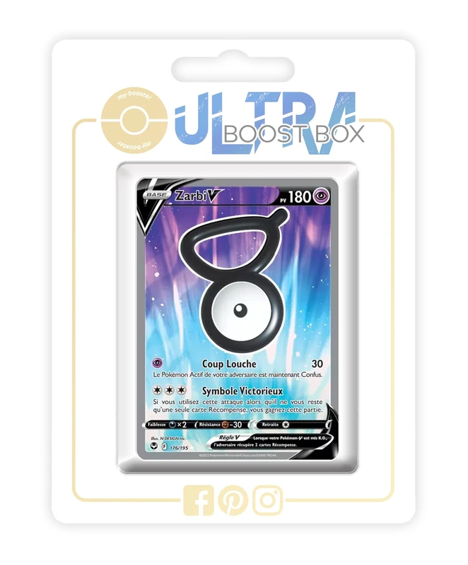 Zarbi V (Unown V) 176/195 Full Art - Ultraboost X Epée et Bouclier 12 Tempête Argentée - Box of 10 Pokemon French Cards
