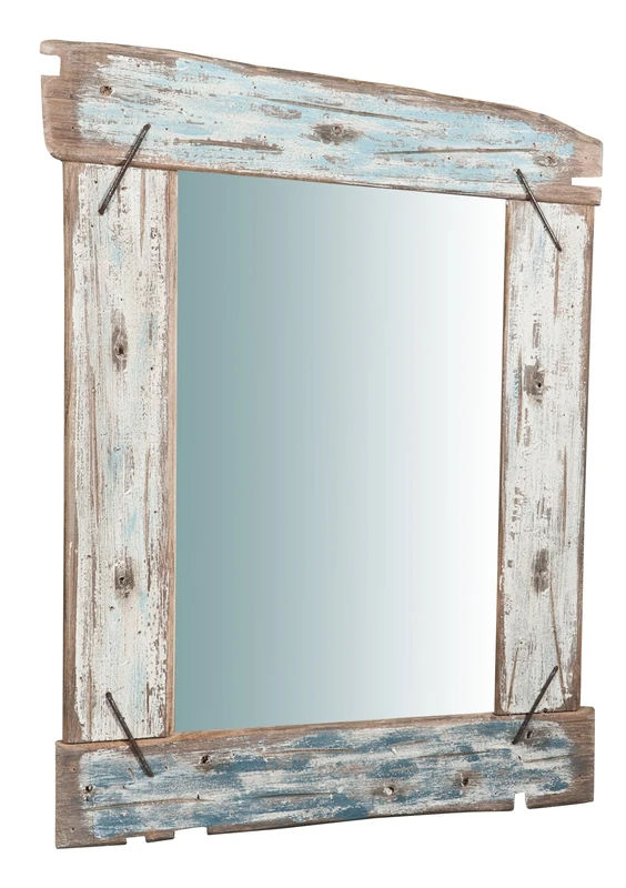 Biscottini L67XPR4XH86 cm Recycled Wood Frame Wall Mirror - Vertical and Horizontal Bathroom Mirror for Rustic Decor - Wall Entrance Mirror