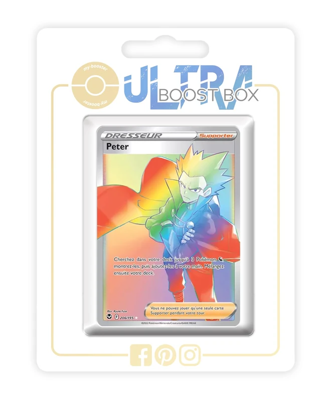 Peter (Lance) 206/195 Shiny Rainbow Trainer - Ultraboost X Epée et Bouclier 12 Tempête Argentée - Box of 10 Pokemon French Cards