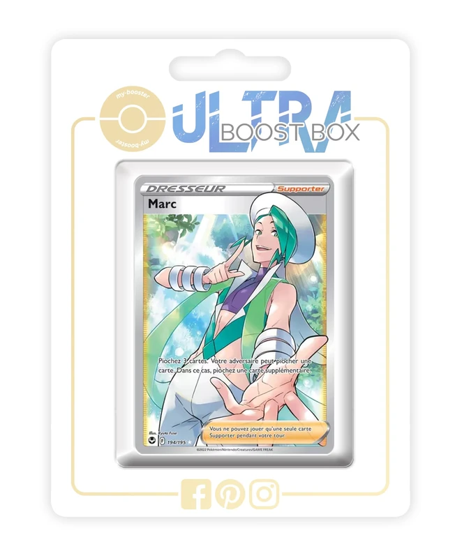 Marc (Wallace) 194/195 Full Art Trainer - Ultraboost X Epée et Bouclier 12 Tempête Argentée - Box of 10 Pokemon French Cards