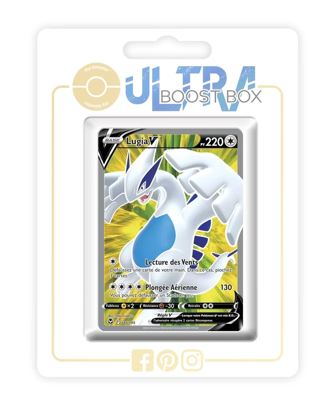 Lugia V 185/195 Full Art - Ultraboost X Epée et Bouclier 12 Tempête Argentée - Box of 10 Pokemon French Cards