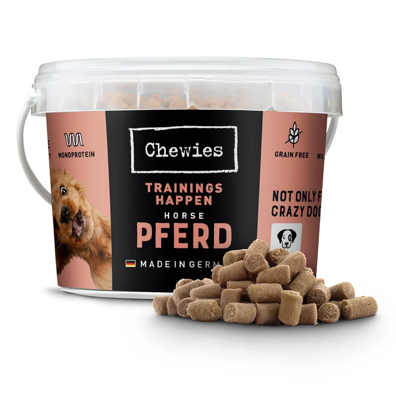 Chewies Happen Horse Training Cereal Free Soft Sugar-Free Dog Training in Resealable Bucket Made in Germany (8 x 300 g)