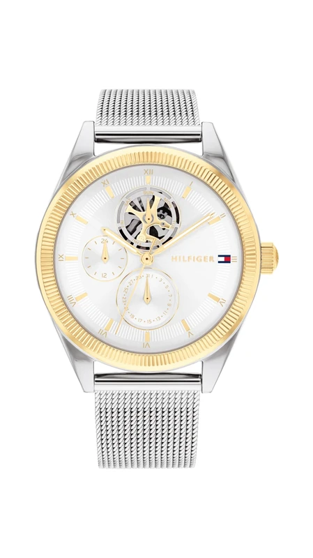 Tommy Hilfiger Analogue Multifunction Quartz Watch for Women with Silver Stainless Steel Mesh Bracelet - 1782713