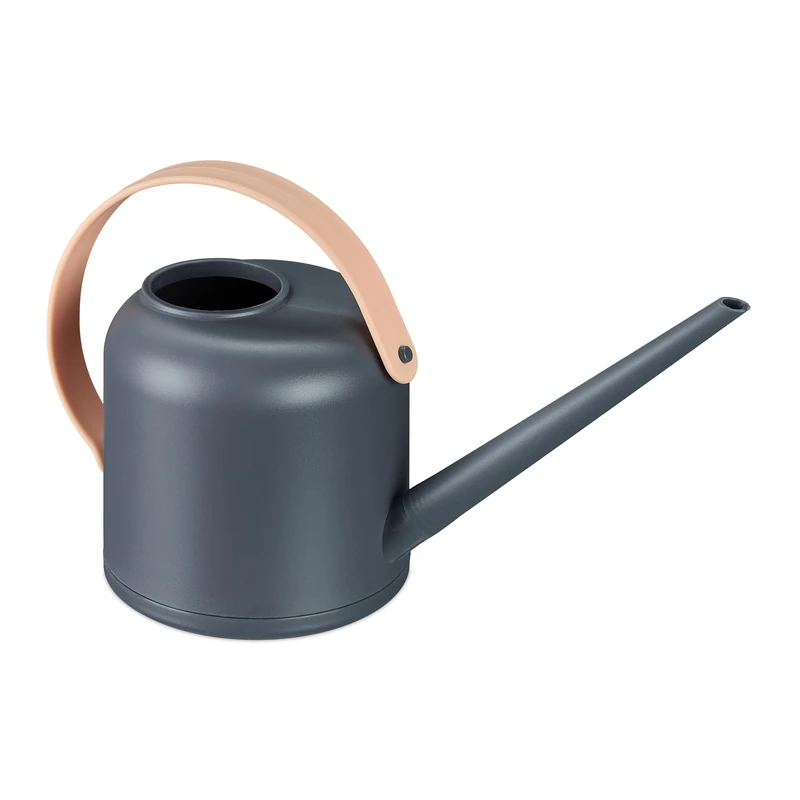Relaxdays Watering Can, 1.7 Litre Capacity, for Houseplants, Plastic, Gardening Pot for Indoors, Long Neck, Grey/Natural