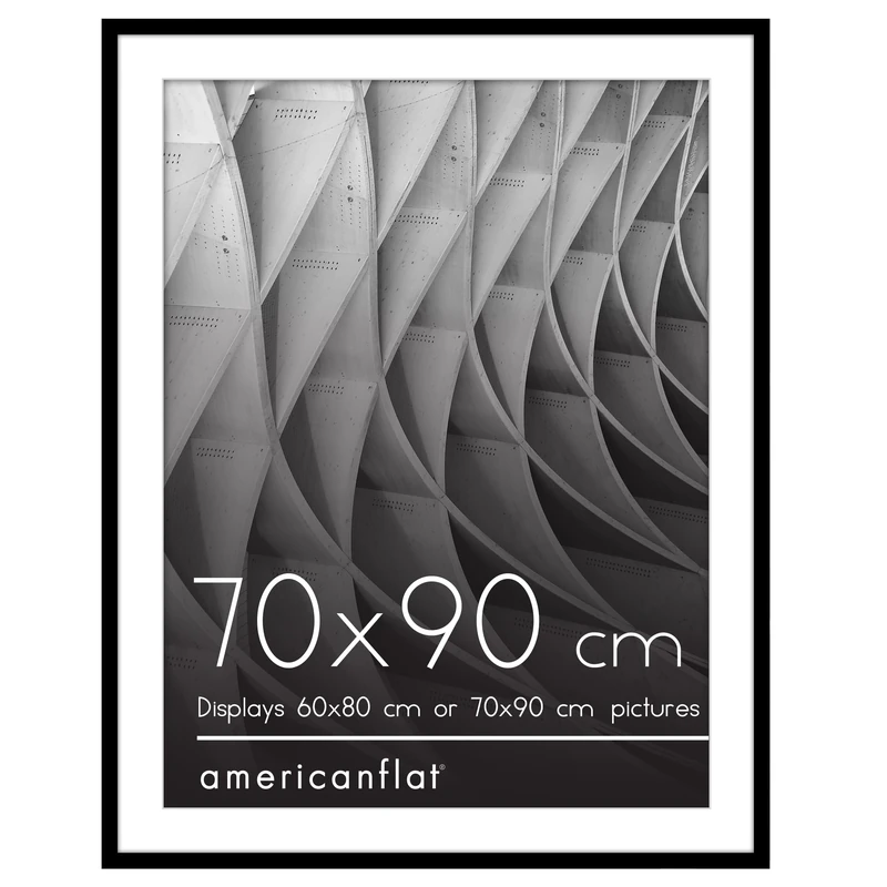 Americanflat Picture Frame 70 x 90 cm Black with Mount or 70 x 90 cm