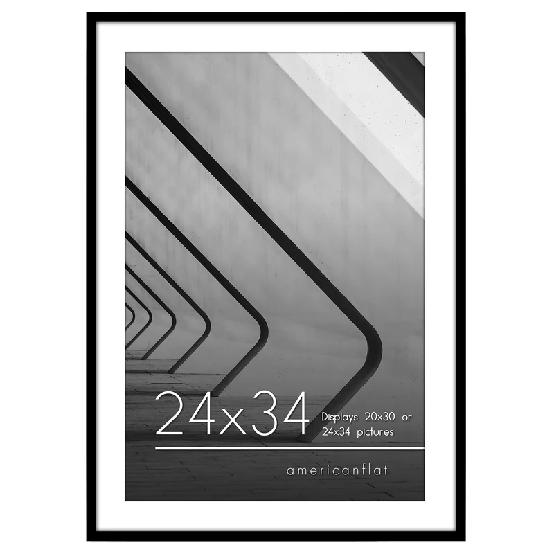 Americanflat Frame 60 x 80 cm Black with Passepartout or 60 x 80 cm with Passepartout