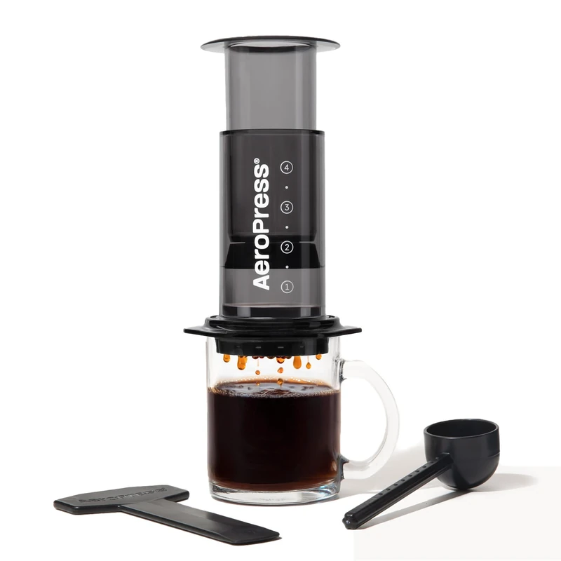 AeroPress Clear Coffee Press – 3 In 1 Brew Method Combines French Press, Pourover, Espresso, Full Bodied Coffee Without Grit or Bitterness, Small Portable Coffee Maker for Camping & Travel, Black